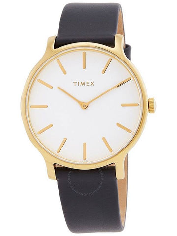 Transcend 38mm leather strap watch blue gold - TIMEX - BALAAN 1