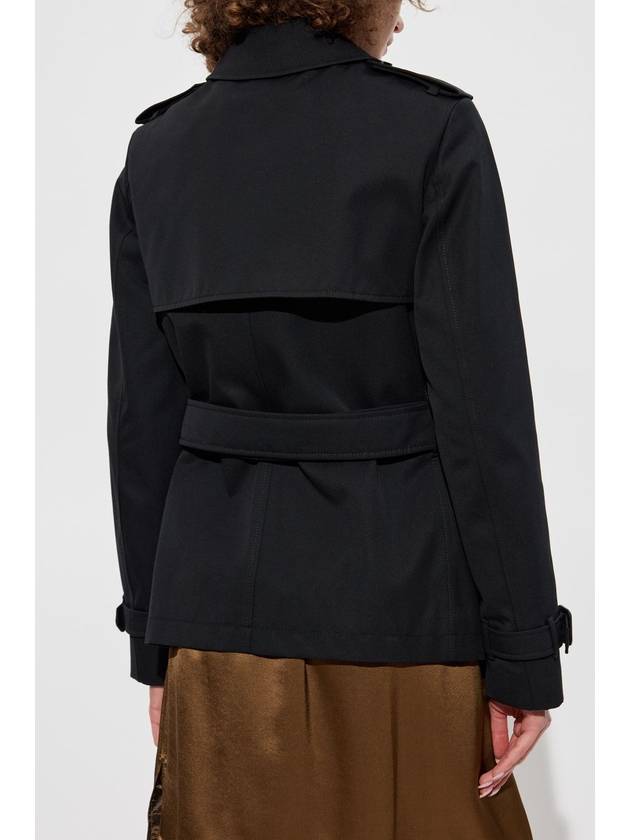 Burberry Short Trench Coat With Belt, Women's, Black - BURBERRY - BALAAN 4