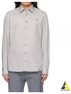 Men's Embroidered ORB Long Sleeve Shirt Grey - VIVIENNE WESTWOOD - BALAAN 2