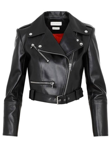 leather jacket black - ALEXANDER MCQUEEN - BALAAN 1