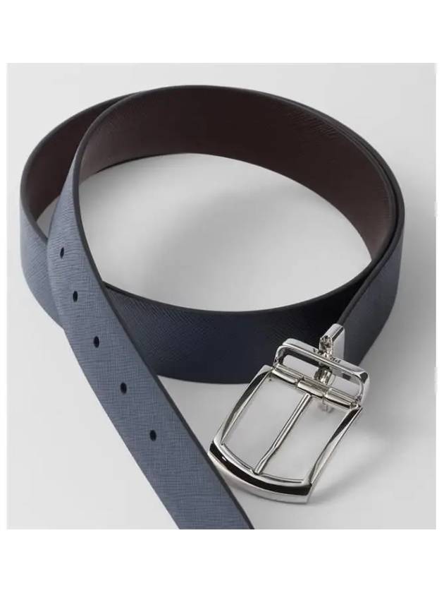 Saffiano Leather Reversible Belt Brown - PRADA - BALAAN 3