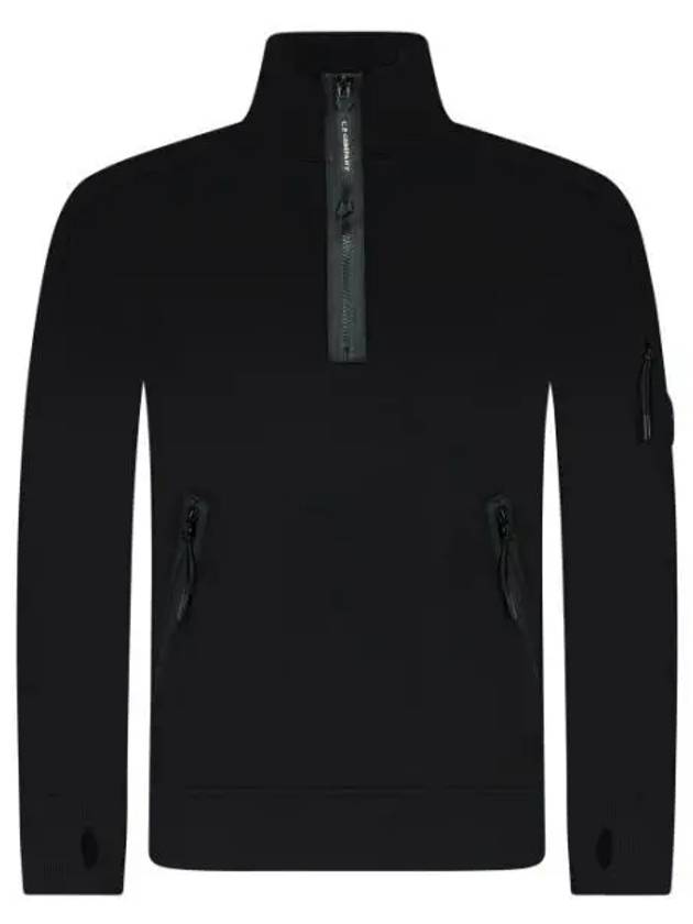 Diagonal Raised Fleece Half Zipped Sweatshirt Black - CP COMPANY - BALAAN 2