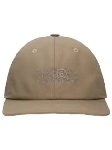 MM6 Numeric logo embroidered ball cap beige hat - MAISON MARGIELA - BALAAN 1