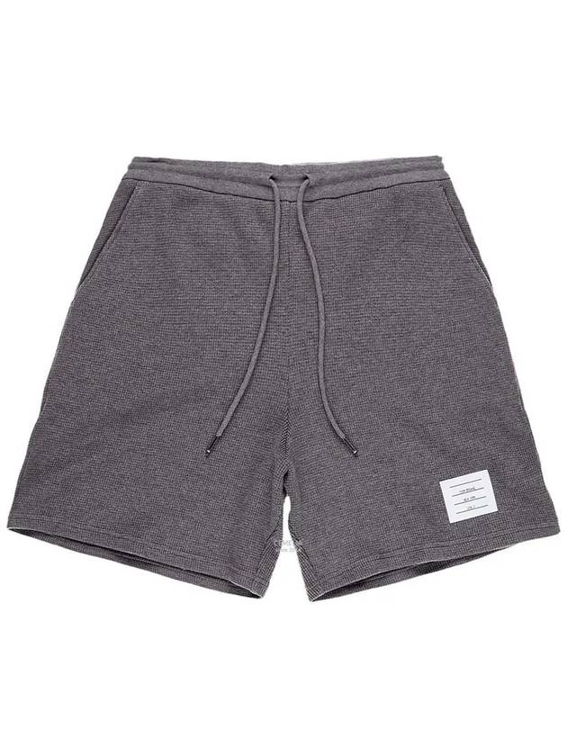 Men's Textured Cotton Shorts Grey - THOM BROWNE - BALAAN 2