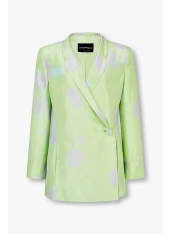 Women s Geometric Print Silk Jacket Light Green - EMPORIO ARMANI - BALAAN 1