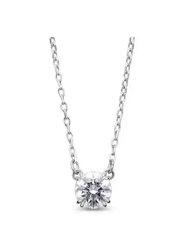 Stilla Round Zirconia Pendant Necklace Silver - SWAROVSKI - BALAAN 2