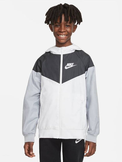 Kids Loose Hip-Length Hooded Jacket White - NIKE - BALAAN 2