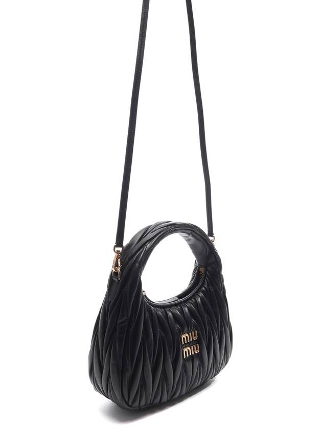 Wander Matelasse Nappa Leather Mini Hobo Tote Bag Black - MIU MIU - BALAAN 4