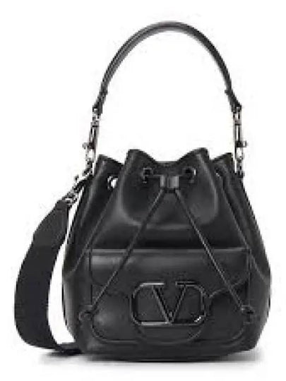 Women's VLogo Signature Drawstring Bucket Bag Black - VALENTINO - BALAAN 2