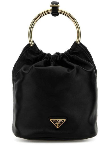 Nappa Mini Leather Bucket Bag Black - PRADA - BALAAN 1