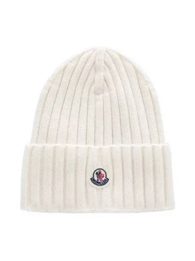 Logo wool knit ivory beanie 270466 - MONCLER - BALAAN 1