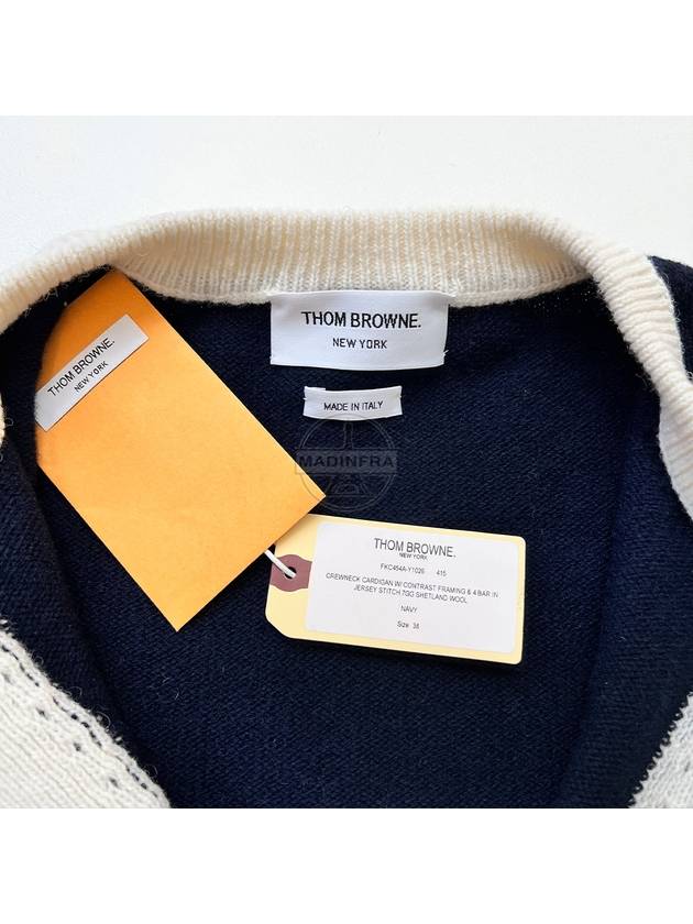 Crew neck cardigan navy FKC454AY1026 - THOM BROWNE - BALAAN 4