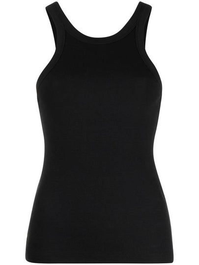 Women's Curved Ribbed Cotton Sleeveless Black - TOTEME - BALAAN 2