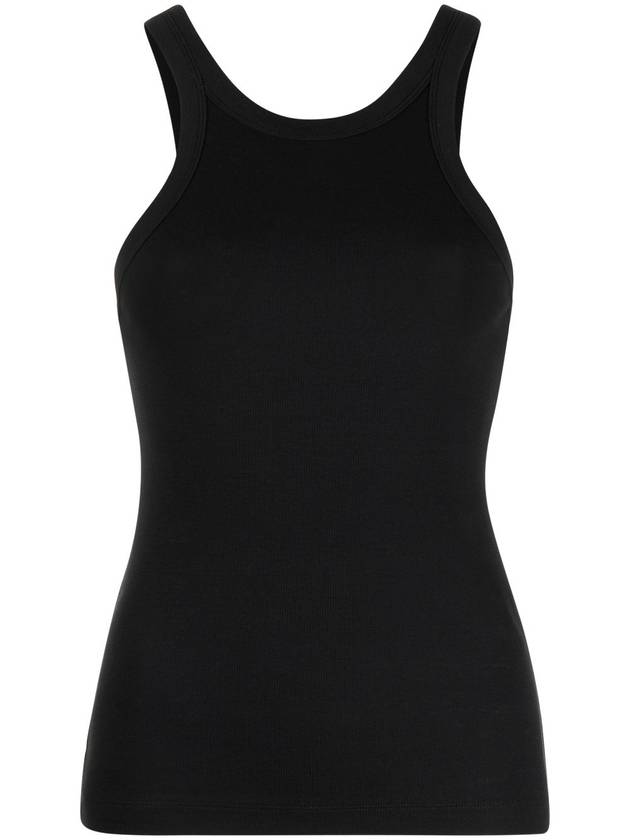 Women's Curved Ribbed Cotton Sleeveless Black - TOTEME - BALAAN 1