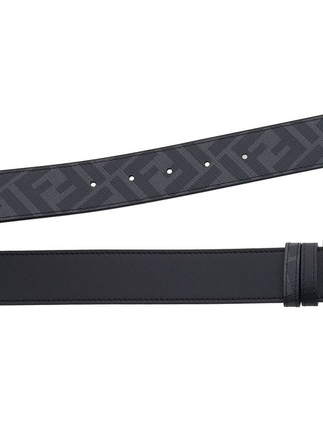 FF Buckle Pattern Reversible Leather Belt Black - FENDI - BALAAN 9