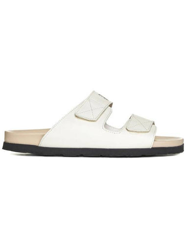 Logo Leather Sandals White - PALM ANGELS - BALAAN 1