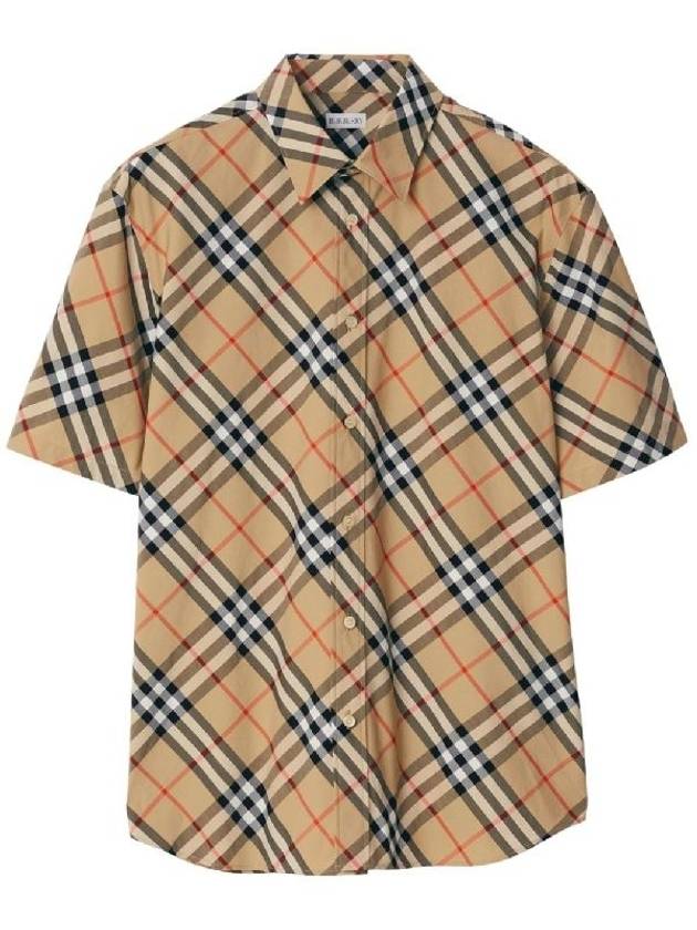 Check Cotton Long Sleeve Shirt Sand - BURBERRY - BALAAN 2