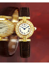 Clos Ivory Roman Dial Full Diamond Women s Leather Quartz Watch - CARTIER - BALAAN 1