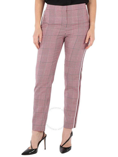 Burberry Ladies Side Stripe Houndstooth Check Wool Tailored Trousers, Brand Size 4 (US Size 2) - BURBERRY - BALAAN 1