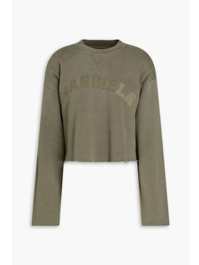 Logo Vintage Cropped Cotton Long Sleeve T-Shirt Green - MAISON MARGIELA - BALAAN 2