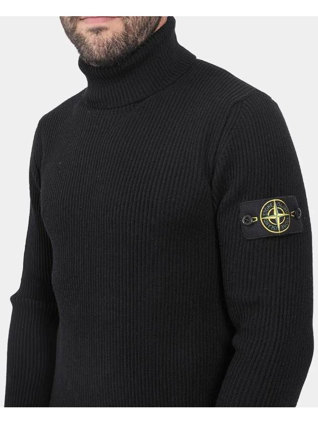 Logo Knit Turtleneck Black - STONE ISLAND - BALAAN 4