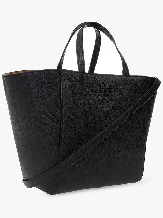 McGraw Carryall Double T Leather Tote Bag Black - TORY BURCH - BALAAN 4