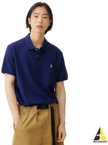 slim fit mesh polo shirt blue - POLO RALPH LAUREN - BALAAN 1