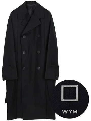 Black Belted Double Wool Coat W233HC01 901B - WOOYOUNGMI - BALAAN 1