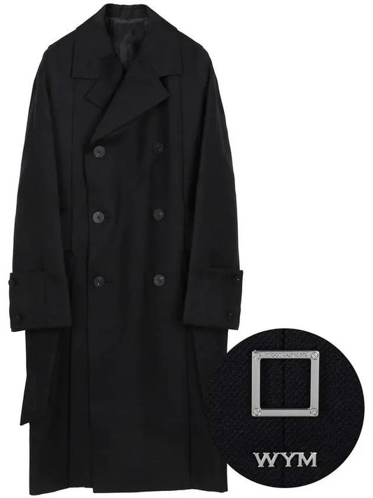 Black Belted Double Wool Coat W233HC01 901B - WOOYOUNGMI - BALAAN 1