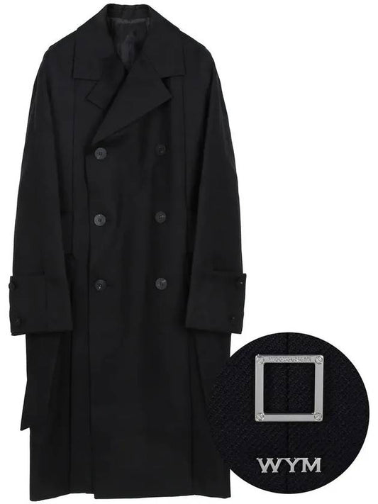 Black belted double wool coat W233HC01 901B - WOOYOUNGMI - BALAAN 1