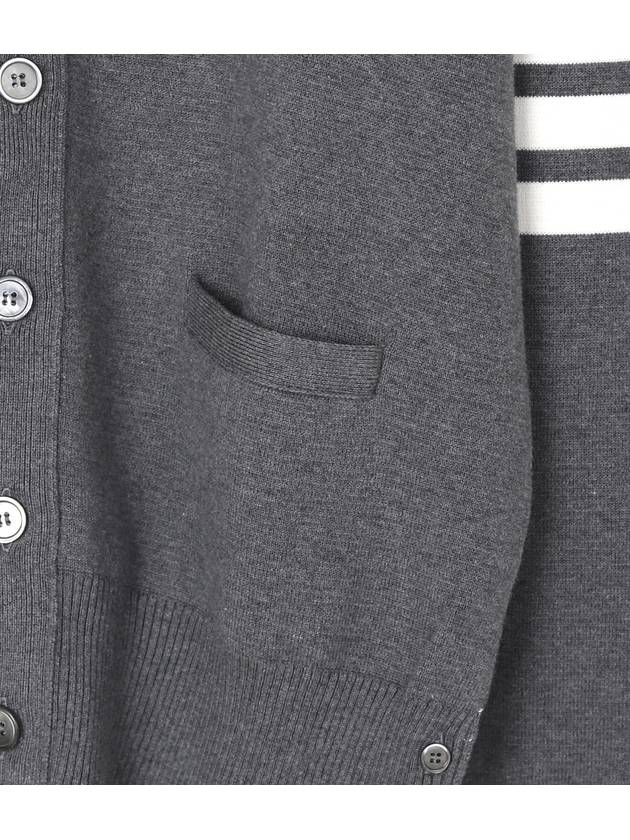 Milano Stitch 4-Bar Cardigan Medium Grey - THOM BROWNE - BALAAN 8