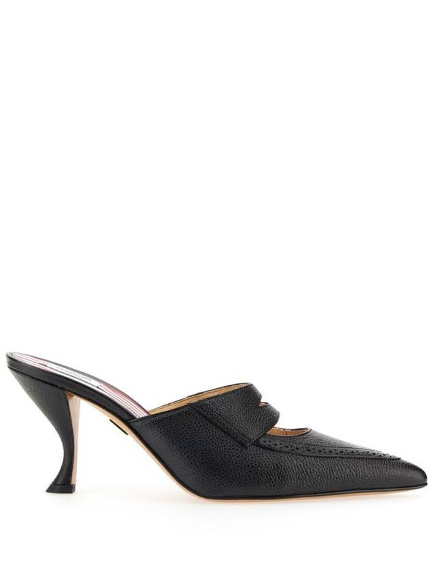 Pebble Grain Cutout Penny Heels Mule Black - THOM BROWNE - BALAAN 4