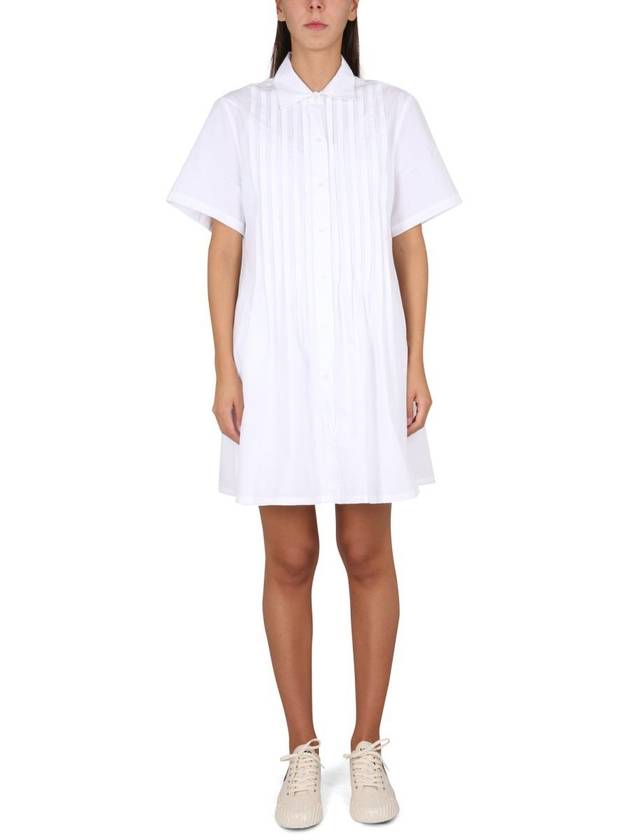 Poplin Shirt Cotton Short Dress White - KENZO - BALAAN 2