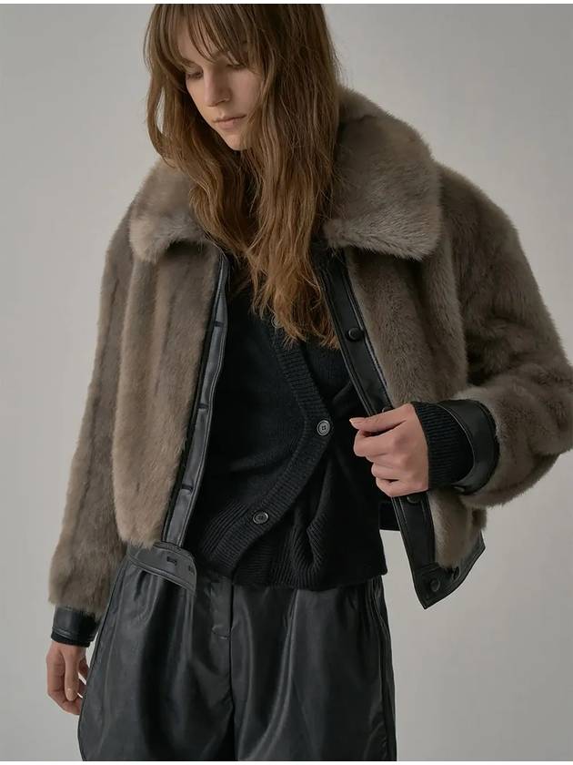 Udabi wearing LEATHER LINE FUR JACKET GRAY - LESEIZIEME - BALAAN 7