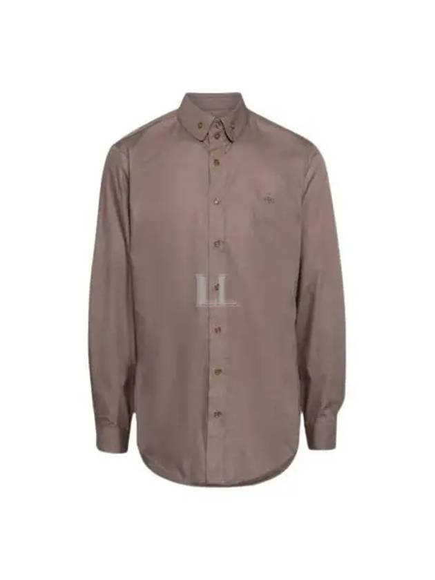 Men's Embroidered ORB Logo Long Sleeve Shirt Brown - VIVIENNE WESTWOOD - BALAAN 2