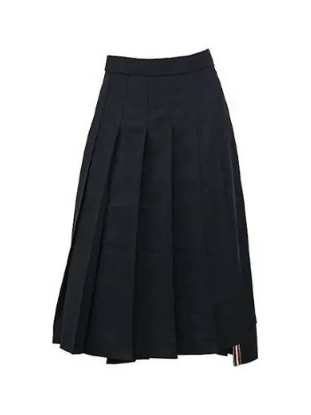 Super 120S Twill Below Knee Pleated Skirt Navy - THOM BROWNE - BALAAN 2