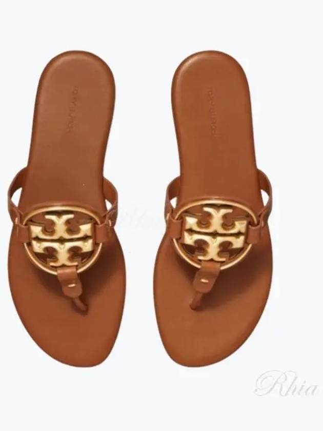 Women's Metal Miller Soft Flip Flops Brown - TORY BURCH - BALAAN 2