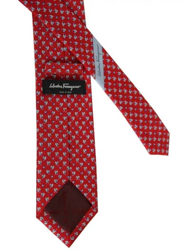 Heart Print Silk Tie Red - SALVATORE FERRAGAMO - BALAAN 5