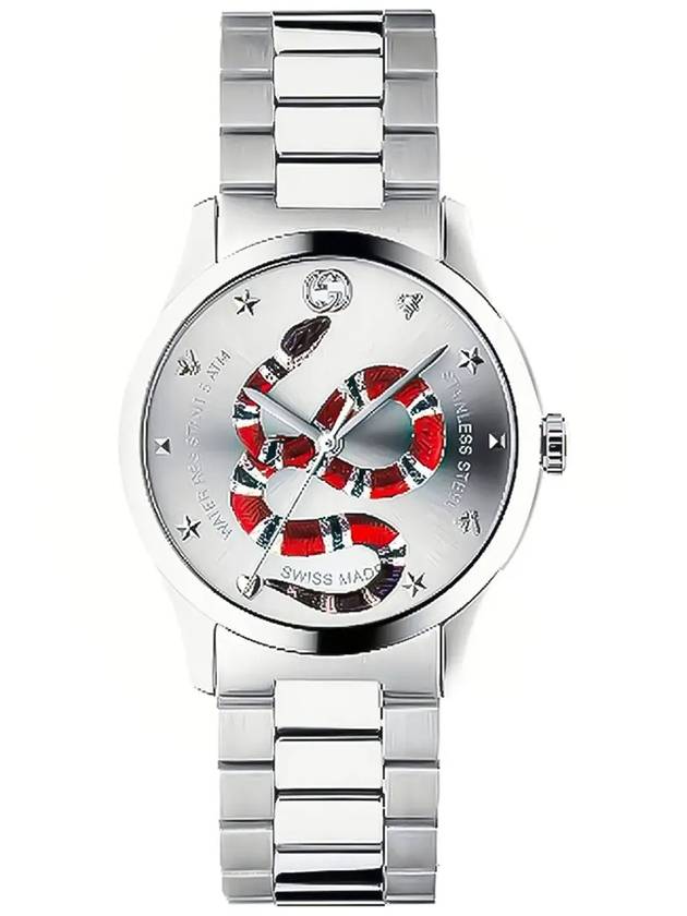 G Timeless Snake Metal Watch YA1264076 Silver - GUCCI - BALAAN 4