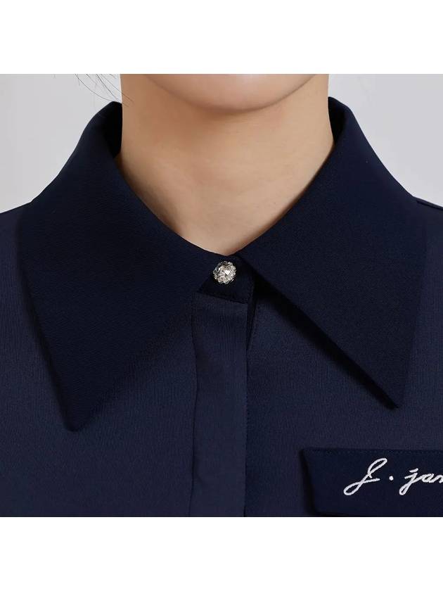 Golf Wear Big Collar Classic T-Shirt Navy - J JANE - BALAAN 4