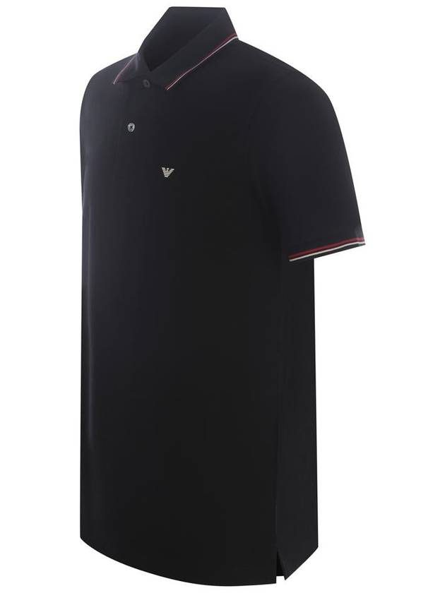 Men's Eagle Embroidered Logo Detail PK Shirt Black - EMPORIO ARMANI - BALAAN 3