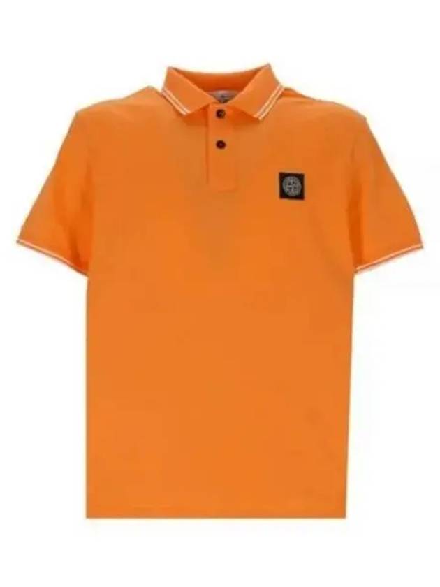 Stretch Cotton Pique Short Sleeve Polo Shirt Orange - STONE ISLAND - BALAAN 2