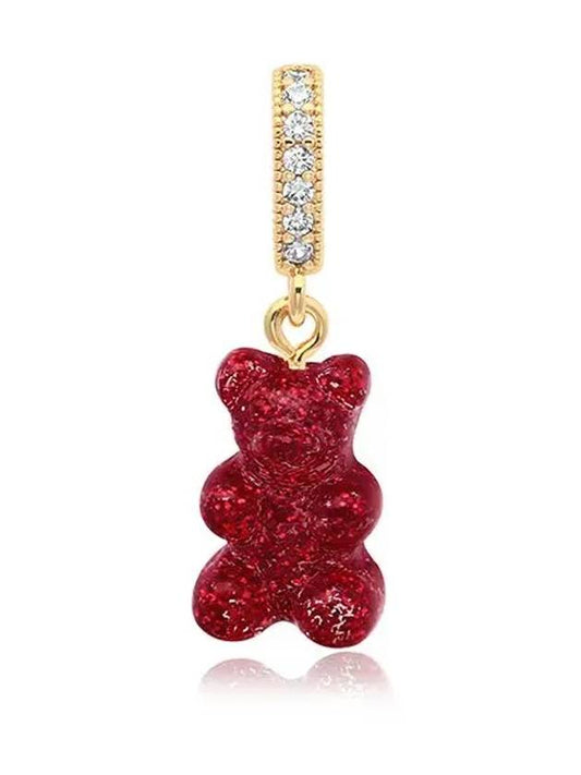 NOSTALGIA BEAR RED VELVET PAVE CONNECTOR Nostalgia Haribo bear red velvet cubic pendant charm - CRYSTAL HAZE - BALAAN 2