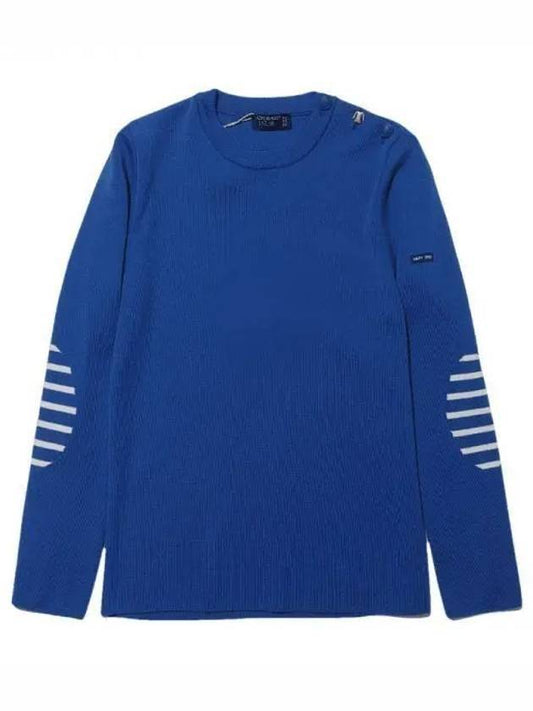 Bregan?on Striped Elbow Patch Knit Top Blue - SAINT JAMES - BALAAN 1