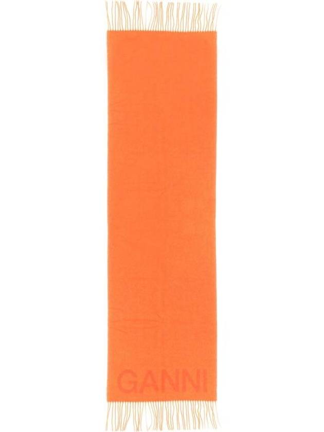 Signature Logo Wool Muffler Orange - GANNI - BALAAN 1