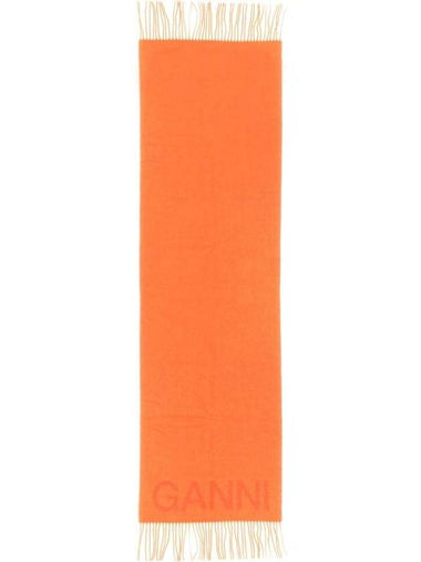 Signature Logo Wool Muffler Orange - GANNI - BALAAN 1