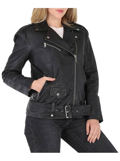 Michael Kors Ladies Crinkled Leather Moto Jacket in Black, Size Small - MICHAEL KORS - BALAAN 2