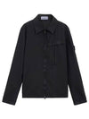 Organic Cotton Shirt Zip Up Jacket Black - STONE ISLAND - BALAAN 2