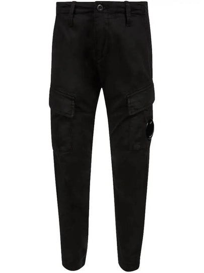 Kids U16 Stretch Gabardine Cargo Track Pants Black - CP COMPANY - BALAAN 2