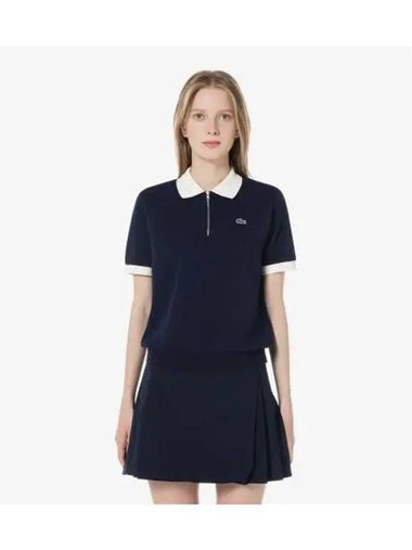 Women s half zip up polo navy - LACOSTE - BALAAN 1